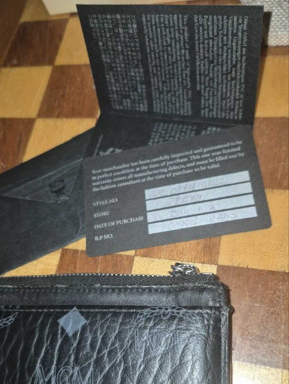 MCM Black Leather Card Case with Gold Logo Plate